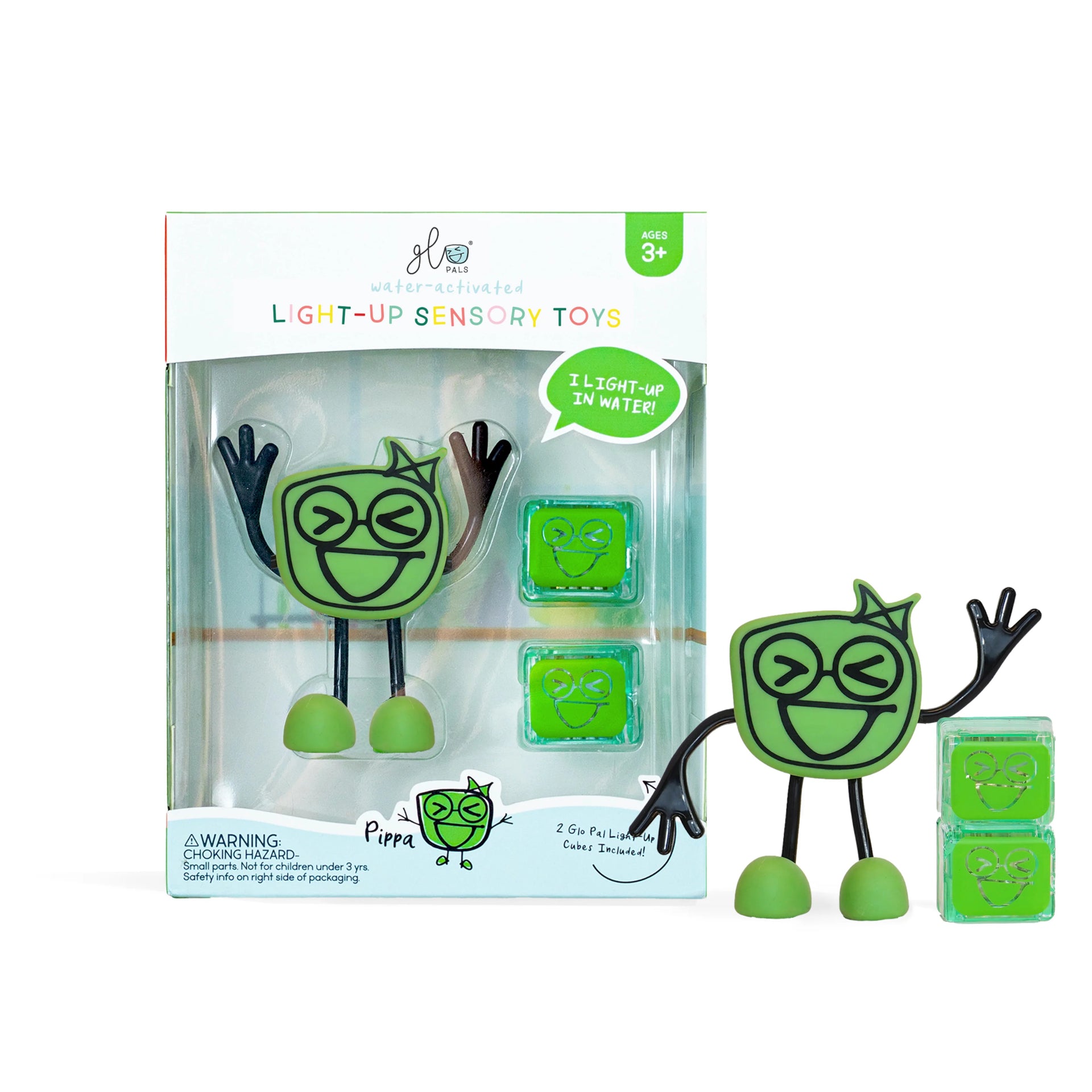 Glo Pals - Personnage avec 2 Cubes Lumineux Activés par l'Eau